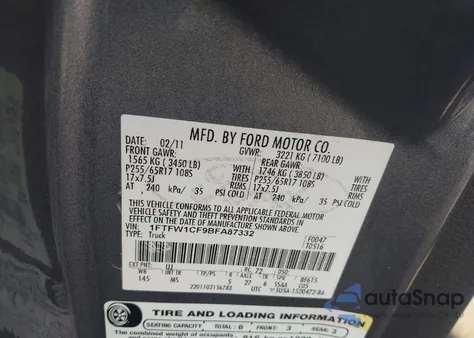 2011 Ford F-150 Xlt z USA, uszkodzony, nr VIN 1FTFW1CF9BFA87332